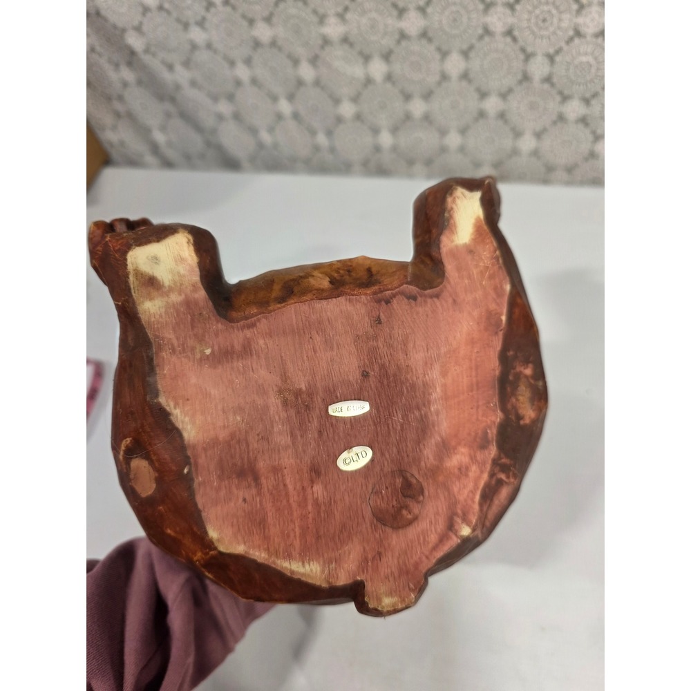 Rustic Hand Carved‎ Wooden Bear Figurine Woodland Animal Toilet Paper Holder - Picture 9 of 11